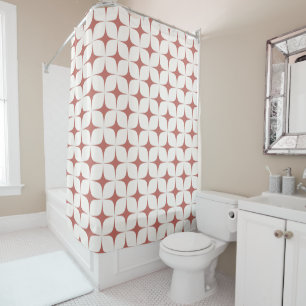 Rideaux De Douche Rouge et blanc Mid-Century moderne Vintage géométr