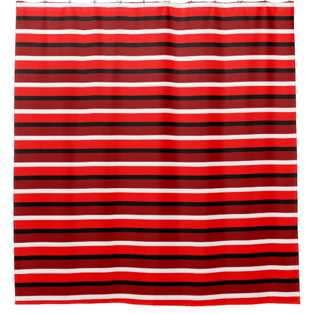 Rideaux De Douche Rouge Et Maroon Rouge Stripes Motif Design (Devant)
