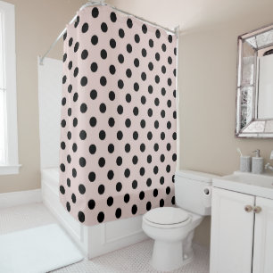 Rideaux De Douche Rouge Foncé et Points noirs à pois