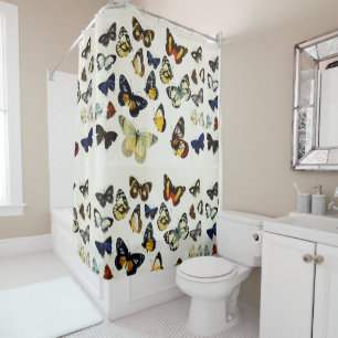Rideaux De Douche ROUGE JAUNE BLEU BLANC BUTTERFLIES Beauté Nature