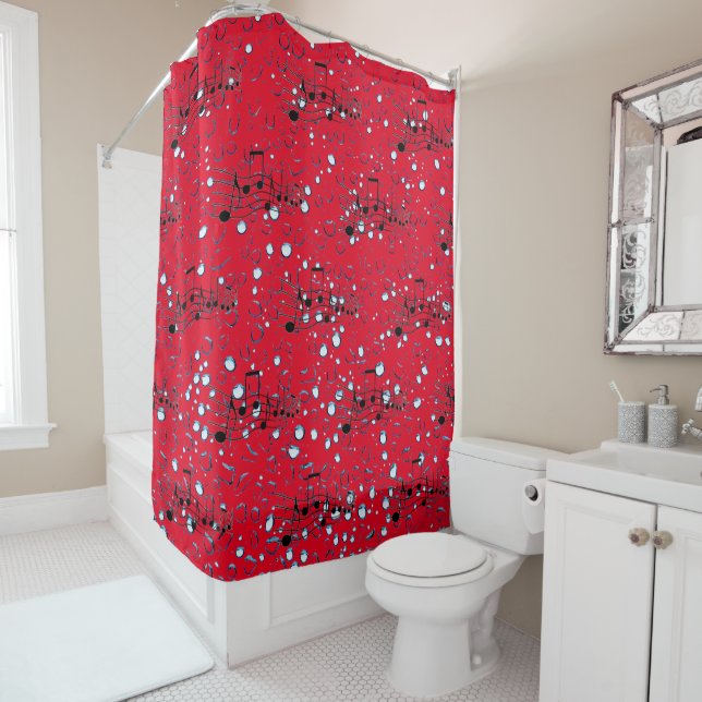 Rideaux De Douche Rouge - Mode musical (En situation)