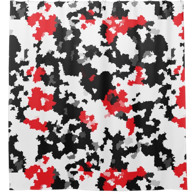 Rideaux De Douche Rouge noir blanc irrégulier Design abstrait (Devant)