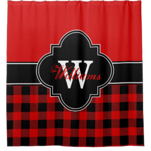 Rideaux De Douche Rouge noir Buffalo plaqué 1ICBR Monogramme