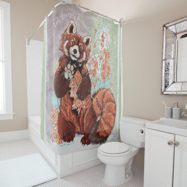 Rideaux De Douche Rouge Panada Crystaline Vibes Art (En situation)