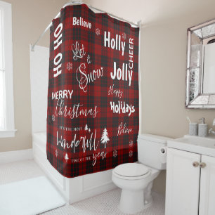 Rideaux De Douche Rouge Plaid Plus Merveilleux Temps Décor de Noël
