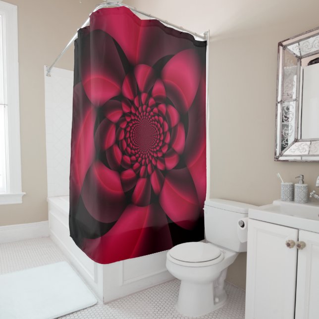 Rideaux De Douche Rouge Rubis à pétale noir (En situation)