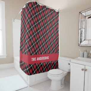 Rideaux De Douche Rouge tartan moderne rustique personnalisé