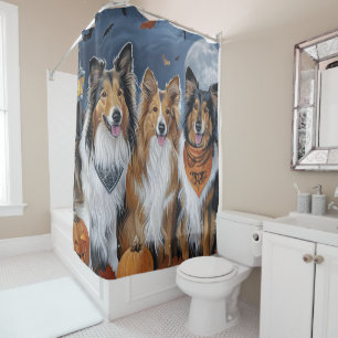 Rideaux De Douche Rough Collie Halloween Éffrayant