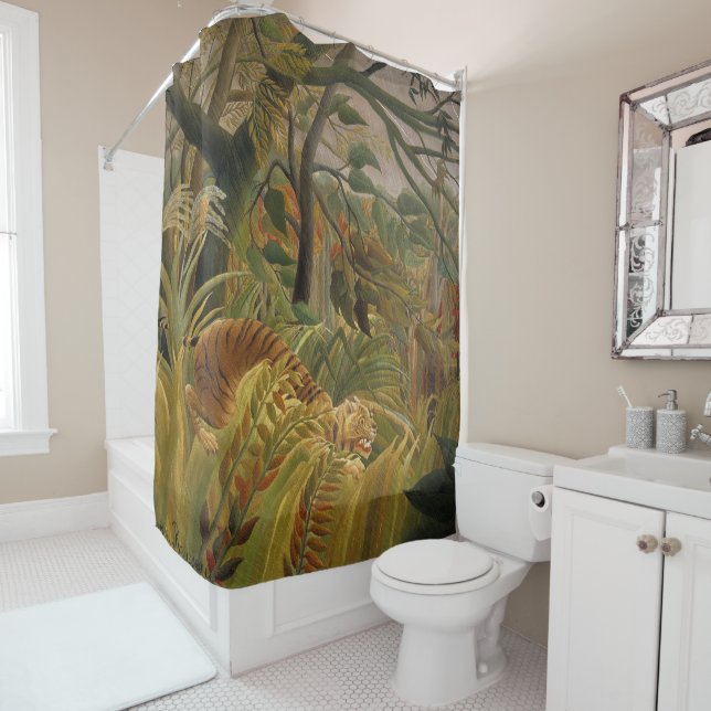 Rideaux De Douche Rousseau Jungle Tropical Tiger Art (En situation)