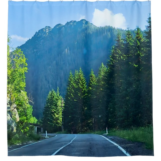 Rideaux De Douche Route forestière des Carpates – Impression de mont (Devant)