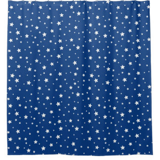 Rideaux De Douche Royal Blue and White Stars Ciel céleste
