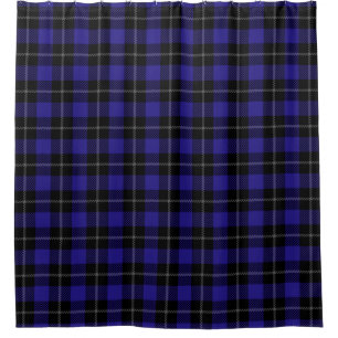 Rideaux De Douche Royal Blue Black Plaid