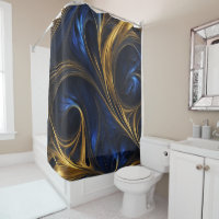 Royal Blue Gold Abstrait Swirl