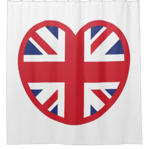 Rideaux De Douche Royaume-Uni Union Jack Flag Heart