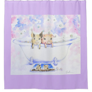 Rideaux De Douche Rub a Dub Dub Piggies dans Tub Peinture