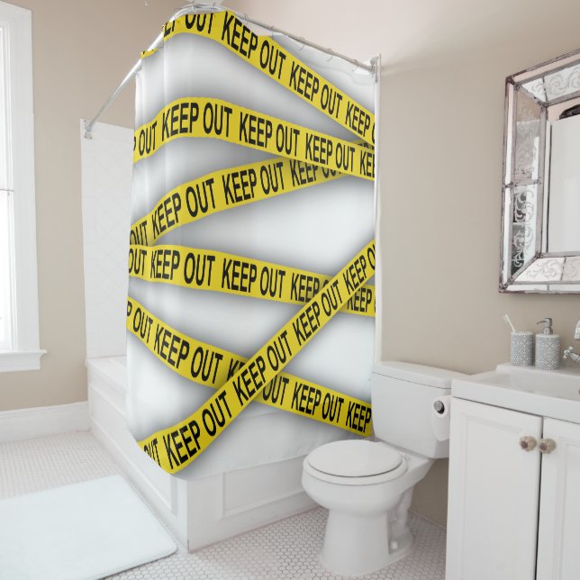 Rideaux De Douche Ruban de police 3d interdisant l'accès (En situation)