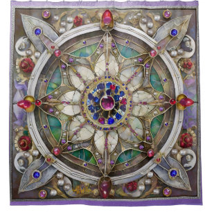 Rideaux De Douche Ruby, Amethyst, Sapphire et Pearl Mandala
