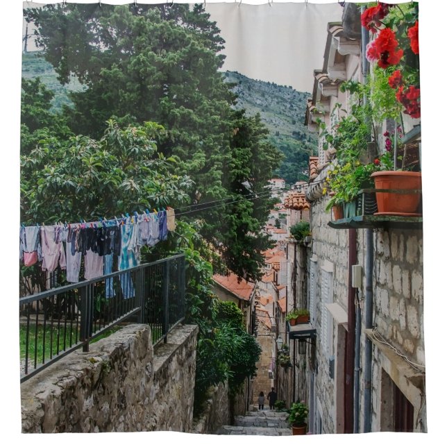 Rideaux De Douche Rue de pierre étroite à Dubrovnik (Devant)