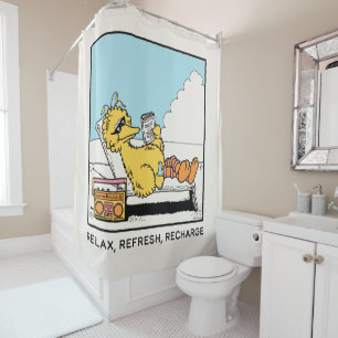 Rideaux De Douche Rue Sésame   Big Bird Relax Refresh Recharge