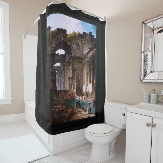 Rideaux De Douche Ruines D'Une Baignoire Romaine Avec Filles (En situation)