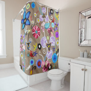 Rideaux De Douche Rupydetequila Pansies brunes lilas