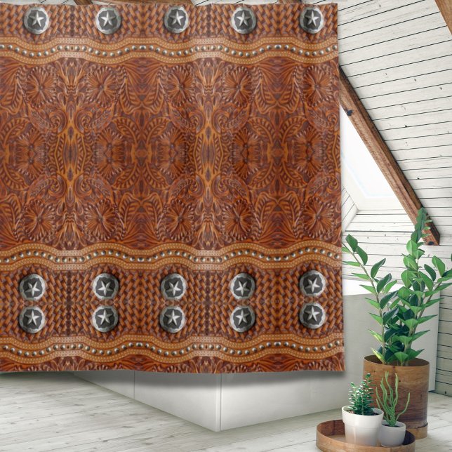 Rideaux De Douche Russe Sud-Ouest Cowboy Western Pays Motif (Rustic Southwest Cowboy Western Country Pattern Shower Curtain)