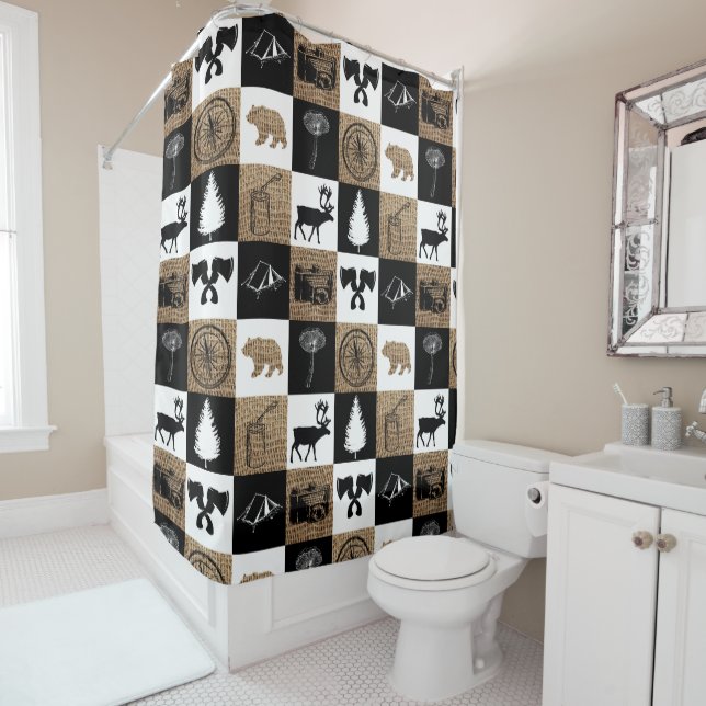 Rideaux De Douche Rustic Camping Extérieur Aventure (En situation)