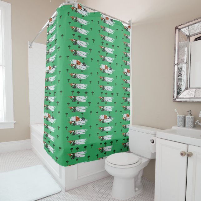 Rideaux De Douche Rustique Chic Pinceau et Arbre (En situation)