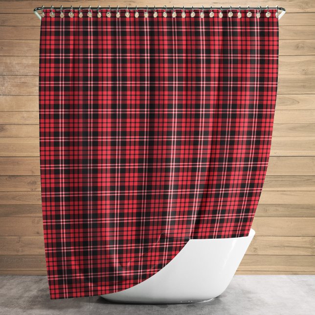 Rideaux De Douche Rustique rouge Tartan Plaid Motif (Rustic Red Tartan Plaid Pattern Shower Curtain)