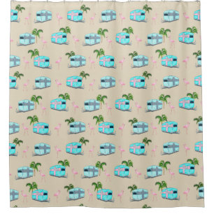 Rideaux De Douche RV Beach Camping avec Flamants roses