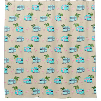 Rideaux De Douche RV Beach Camping avec Flamants roses