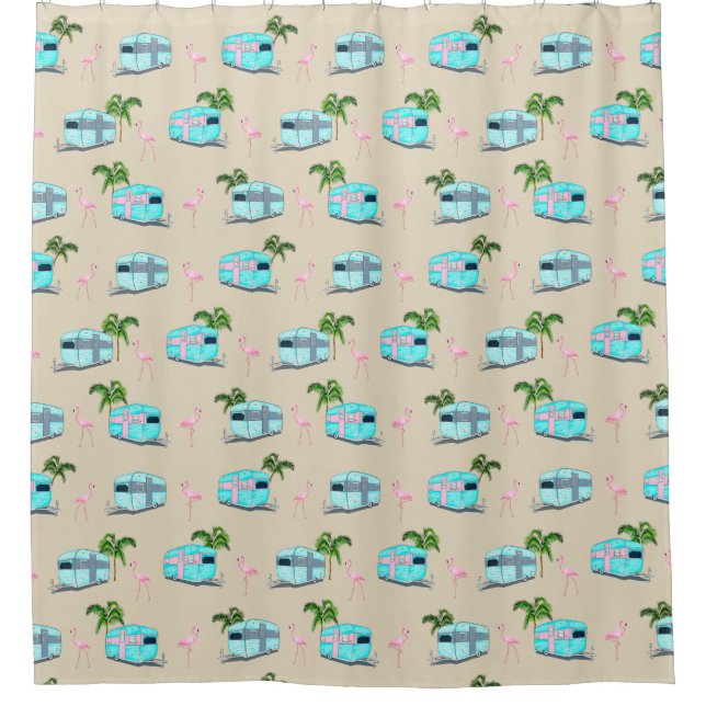 Rideaux De Douche RV Beach Camping avec Flamants roses (Devant)