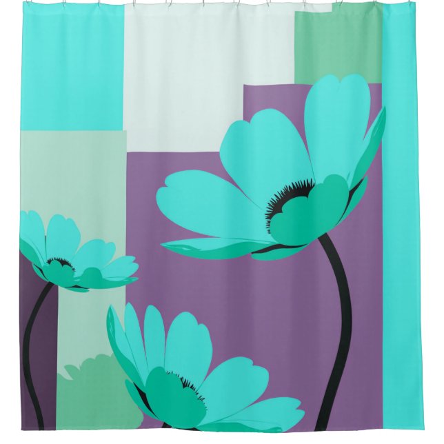 Rideaux De Douche Rythme Floral Abstrait Calme (Devant)