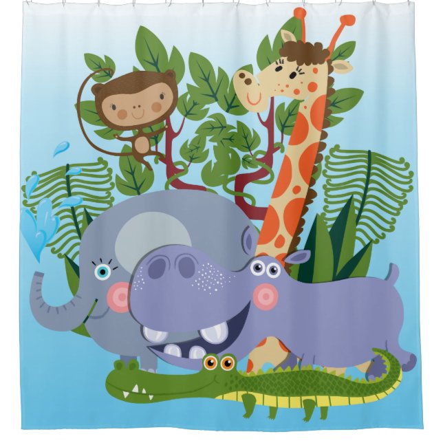 Rideaux De Douche Safari animal pour enfants (Devant)