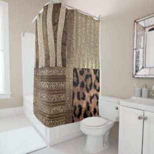 Rideaux De Douche Safari Chic Jungle Or Moderne Félin Doré