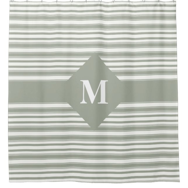 Rideaux De Douche Sage du désert monogramme Gris verts (Devant)