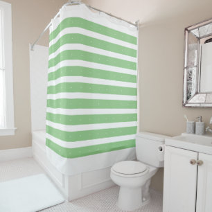 Rideaux De Douche Sage et bandes blanches