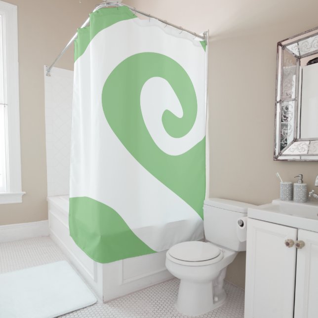 Rideaux De Douche Sage et vague de tourbillon blanc (En situation)