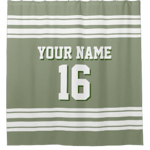 Rideaux De Douche Sage Green avec White Stripes Sports Jersey