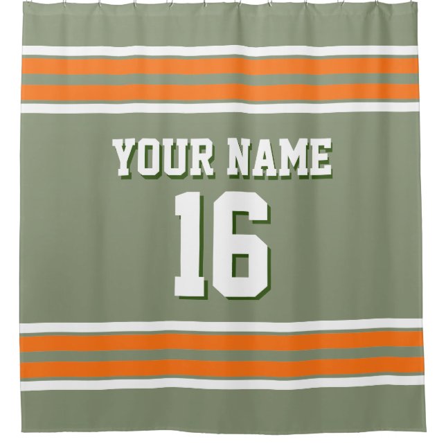 Rideaux De Douche Sage Green Citrouille Orange Stripes Sports Jersey