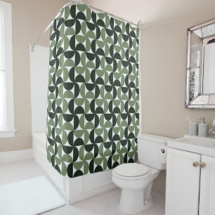 Rideaux De Douche Sage Green Mid Century Motif moderne
