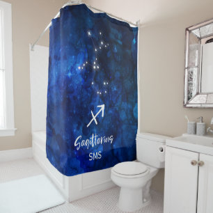Rideaux De Douche Sagittaire Zodiac Constellation Galaxie Monogramme