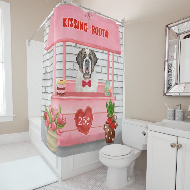 Rideaux De Douche Saint Bernard Chien Saint Valentin Booth de baiser (En situation)