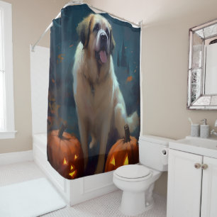 Rideaux De Douche Saint Bernard Halloween avec citrouilles effrayant