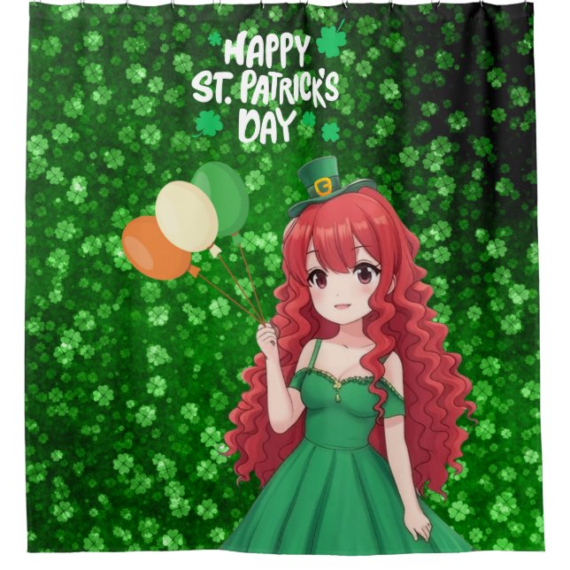 Rideaux De Douche Saint Patrick's day mignonne, classe d'anime irlan (Devant)