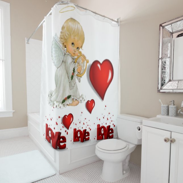 Rideaux De Douche Saint Valentin Douche rideau, Amour, Ange (En situation)