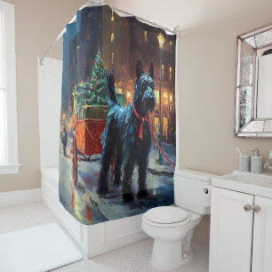 Rideaux De Douche Saison de Noël du Terrier écossais