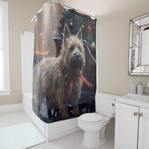 Rideaux De Douche Saison Festive de Noël à Cairn Terrier