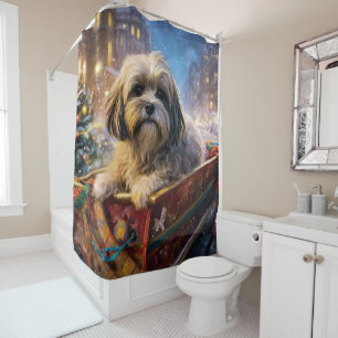 Rideaux De Douche Saison Festive de Noël de Lhasa Apso