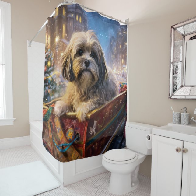 Rideaux De Douche Saison Festive de Noël de Lhasa Apso (En situation)